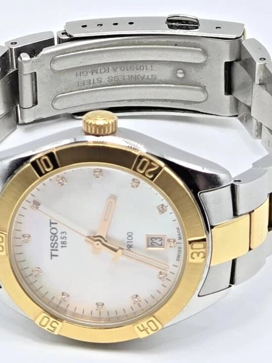 Tissot PR100 Diamond 36mm Two Tone MOP Dial Womens Watch Swiss Quartz main image 4